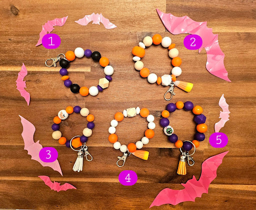 Halloween Silicone Beaded Keychains