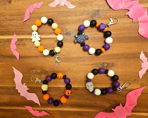 Halloween Silicone Beaded Keychains