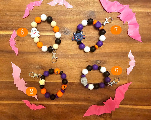 Halloween Silicone Beaded Keychains