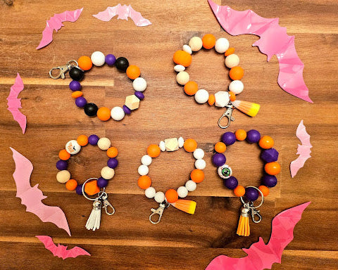 Halloween Silicone Beaded Keychains